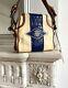 Celine Ivory Brown Leather Blue Crocodile Embossed Designer Bag Nwt Cute Rare