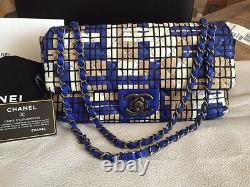 CHANEL LIMITED EDITION ROYAL BLUE HAND-WOVEN LEATHER FLAP BAG NWT RETAILS 10k