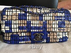 CHANEL LIMITED EDITION ROYAL BLUE HAND-WOVEN LEATHER FLAP BAG NWT RETAILS 10k