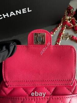CHANEL Pink Heart Belt Bag Crossbody 22S Necklace Card Holder Coin Purse Gold
