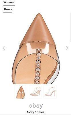 CHRISTIAN LOUBOUTIN Nosy Spikes Nude Version Leather 100mm Size 36