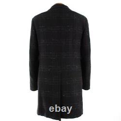 Canali NWT Black Edition Wool Blend Top Coat Size 52R (L US) In Black Plaid