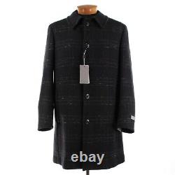 Canali NWT Black Edition Wool Blend Top Coat Size 54R (XL US) In Black Plaid