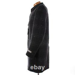 Canali NWT Black Edition Wool Blend Top Coat Size 54R (XL US) In Black Plaid