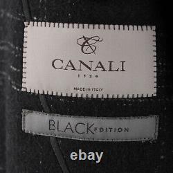 Canali NWT Black Edition Wool Blend Top Coat Size 54R (XL US) In Black Plaid