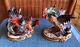 Capidimonte Vier Tasca Fighting Roosters Pair Limited Edition Italy Sculptures