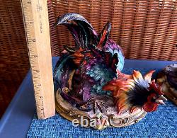 Capidimonte Vier Tasca Fighting Roosters Pair Limited Edition Italy Sculptures