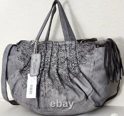 Caterina Lucchi Designer Lazer Cut Floral Grey Leather Lg Tote Bag X-body? Nwt