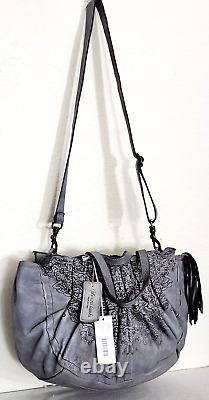 Caterina Lucchi Designer Lazer Cut Floral Grey Leather Lg Tote Bag X-body? Nwt