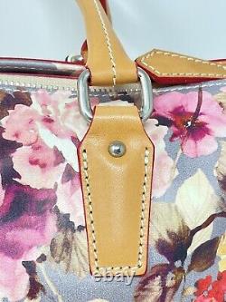 Cavalcanti Collection Handbag Tote Grey Peonia Italy Floral Leather Large Zipper