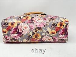 Cavalcanti Collection Handbag Tote Grey Peonia Italy Floral Leather Large Zipper