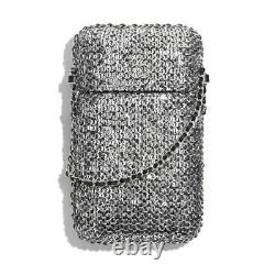 Chanel 20A Clutch Phone Holder Chain WOC Wallet Crossbody Tweed Metallic Sequin