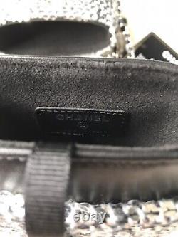 Chanel 20A Clutch Phone Holder Chain WOC Wallet Crossbody Tweed Metallic Sequin
