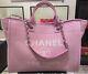 Chanel Deauville Large Pink Canvas Tote Limited Edition Nib