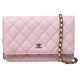 Chanel Pink Classic Quilted Caviar Leather Woc Wallet On A Chain Crossbody Bag