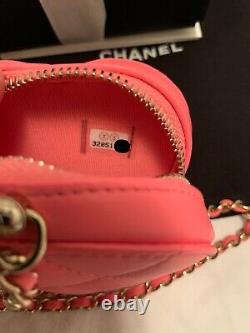 Chanel Pink Heart Necklace Micro Bag Heart Coin Purse With Chain 22S