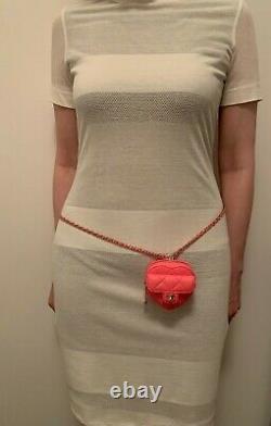 Chanel Pink Heart Necklace Micro Bag Heart Coin Purse With Chain 22S