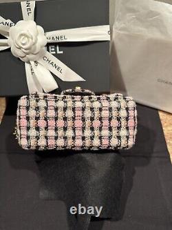Chanel Tweed Min Pearl Crush Flap Bag Ecru Pink Black White 23K GHW Barbie