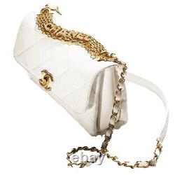 Chanel White 22S Lambskin Leather Small Flap Bag Crossbody Shoulder Bag
