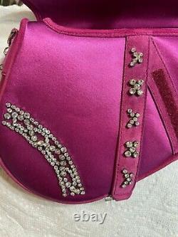 Christian Dior Satin Fuchsia Satin Jeweled Limited Edition Saddle Bag-$6250