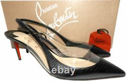 Christian Louboutin Optisexy 70 Slingbacks Pumps Black Version Leather Shoes 38