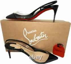 Christian Louboutin Optisexy 70 Slingbacks Pumps Black Version Leather Shoes 38