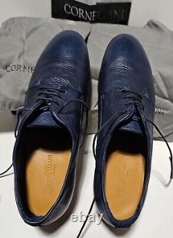 Corneliani LIMITED EDITION Dearskin Leather Derby Shoes-Blue $2,500