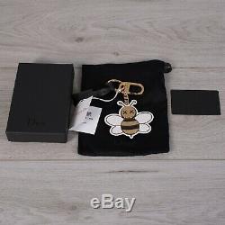 DIOR x KAWS 690$ Limited Edition Signature Bee Keyring In Brass & Leather