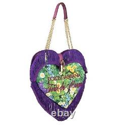 DOLCE & GABBANA Canvas Bag MY HEART Forte dei Marni Logo Tassels Purple 09799