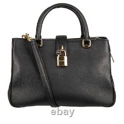 DOLCE & GABBANA Classic Leather Double Handle Shoulder Tote Bag Black 11030