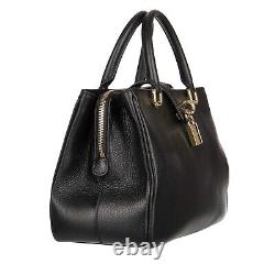 DOLCE & GABBANA Classic Leather Double Handle Shoulder Tote Bag Black 11030