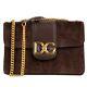 Dolce & Gabbana Cord Leather Shoulder Crossbody Bag Dg Girello With Logo Brown