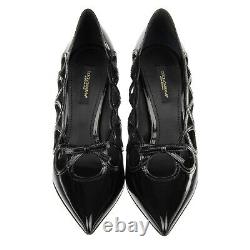 DOLCE & GABBANA Decolete Bow Leather Pumps Heels LORI Black 09363
