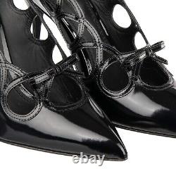 DOLCE & GABBANA Decolete Bow Leather Pumps Heels LORI Black 09363