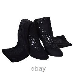 DOLCE & GABBANA Floral Elastic Socks Pumps Hels Shoes COCO Black 06876