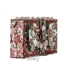 DOLCE & GABBANA Glitter Plexiglass Flowers Clutch Bag DOLCE BOX Pink 09696