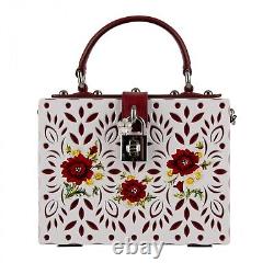 DOLCE & GABBANA Hand Painted Poppy Plexi DOLCE BOX Bag Clutch White Red 08999