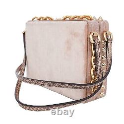 DOLCE & GABBANA Jeweled Croco Leather Velvet Clutch Bag DOLCE BOX Beige 11018