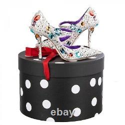 DOLCE & GABBANA Jeweled Mary Jane Cinderella Pumps LORI w. Gift Box Silver 09037