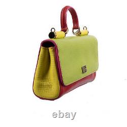 DOLCE & GABBANA Leather Shoulder Bag MISS SICILY Mini Green Red Yellow 08725