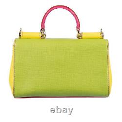 DOLCE & GABBANA Leather Shoulder Bag MISS SICILY Mini Green Red Yellow 08725