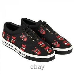 DOLCE & GABBANA Low-Top Canvas Sneaker ROMA with Designer Embroidery Black 09556