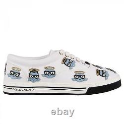 DOLCE & GABBANA Low-Top Canvas Sneaker ROMA with Designer Embroidery White 09555
