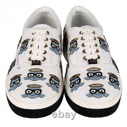 DOLCE & GABBANA Low-Top Canvas Sneaker ROMA with Designer Embroidery White 09555