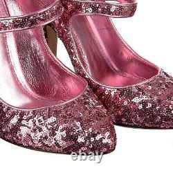 DOLCE & GABBANA Mary Jane Pumps Heels VALLY Sequins Pink Rose 07839