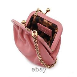 DOLCE & GABBANA Mini Leather Purse Bag Crystal Stars Chain Gold Pink 12182