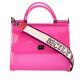 Dolce & Gabbana Pvc Tote Shoulder Bag Sicily Embroidered Strap Logo Pink 09935