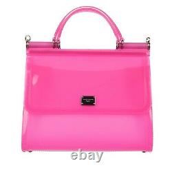 DOLCE & GABBANA PVC Tote Shoulder Bag SICILY Embroidered Strap Logo Pink 09935