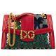 Dolce & Gabbana Patchwork Leather Brocade Shoulder Bag Dg Amore Logo Pink 11535