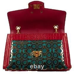 DOLCE & GABBANA Patchwork Leather Brocade Shoulder Bag DG AMORE Logo Pink 11535